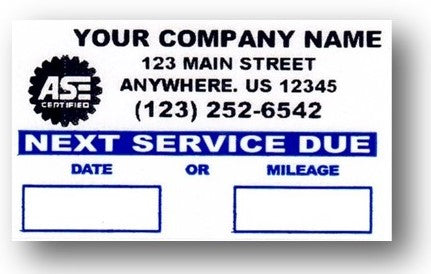 Oil Change Reminder Stickers with ASE Logo – AutoShop Express LLC