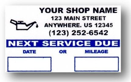 Engine Oil Service Container Sticker Oil Change Reminder Stickers with Oil Can Logo – AutoShop Express LLC